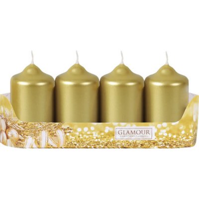 Metalická adventní svíčka válec Ø 5 x 9 cm 4 ks zlatá – Hledejceny.cz
