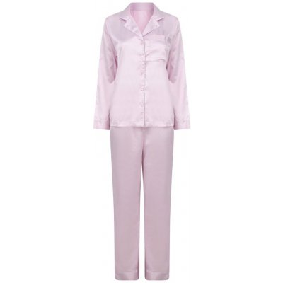 Towel City dámské saténové pyžamo dlouhé světle růžová – Zboží Mobilmania
