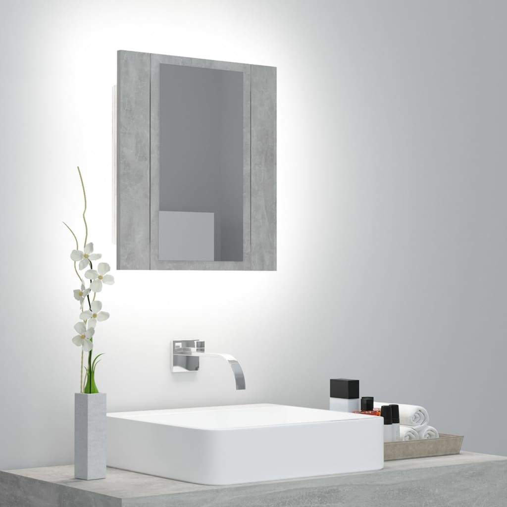 zahrada-XL LED koupelnová skřínka se zrcadlem betonově šedá 40x12x45 cm