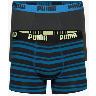 Puma pánské boxerky Heritage Stripe Boxer 2-pack Petrol Blue