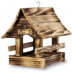 Wooline Dřevěné krmítko pro ptáky 18 x 21 cm opálené dřevo – Zboží Mobilmania