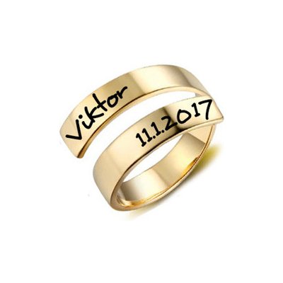 Spikes USA Zlacený ocelový prsten s možností rytiny velikost universální OPR1901 GD