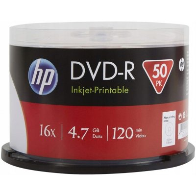 HP DVD-R 4,7GB 16x, printable, cakebox, 50ks (DME00025WIP-3) – Zboží Živě
