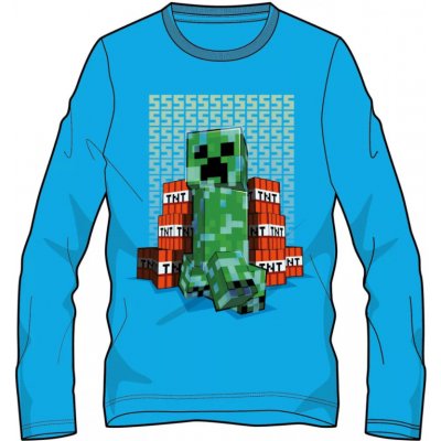 Minecraft tričko Creeper a TNT světle modré dětské