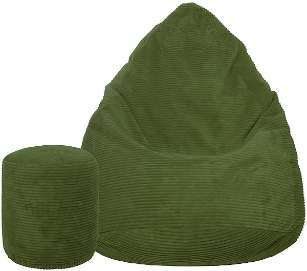 TopKing Sedací vak + podnožník XL manšestr Lincoln tmavě zelený 125 cm