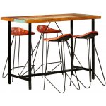 vidaXL Marketos 5dílný barový set masivní recyklované dřevo a pravá kůže – Zboží Dáma