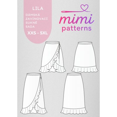 Sada střihů na zavinovací sukni Lila (nad kolena + midi) | MIMI patterns - Česky – Hledejceny.cz