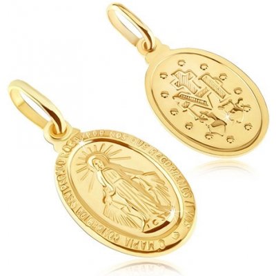 Šperky Eshop Zlatý přívěsek oválná známka se symboly Panny Marie S2GG05.05 – Zboží Mobilmania