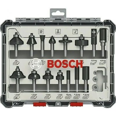 Bosch Sada fréz, pracovní délka: 49–65 mm, Ø13/16/13/35/25/16/32/32/27/29/19/25/8/10/16 mm 2607017472