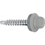 Samořezný střešní farmářský šroub KLIMAS 4,8 x 25 SW8 RAL 9006 Bílý hliník s podložkou EPDM (250 ks/bal) – Sleviste.cz