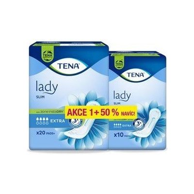 Tena Lady Slim Extra inkontinenční vložky 20 ks + 50 % navíc – Hledejceny.cz