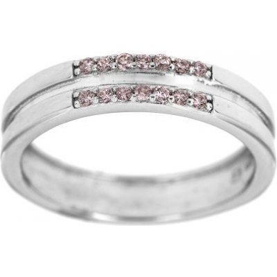 Zlatnictví U Kostela Stříbrný prsten s růžovými kamínky 915r