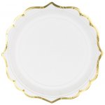 PartyDeco Papírové talířky bílé se zlatým okrajem – Sleviste.cz