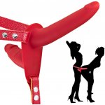 Fetish tentation Vibrating Strap on with Double Dildo Red Strap on – Zboží Dáma