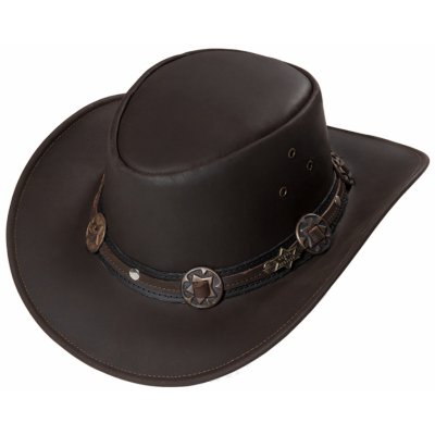 Kožený hnědý western klobouk Stars and Stripes kožený klobouk – Zboží Mobilmania