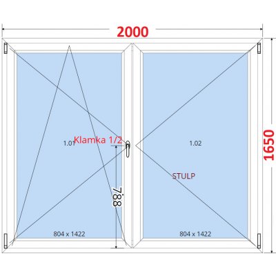 SMART Dvoukřídlé balkonové dveře 200x160, Otevíravé a sklopné