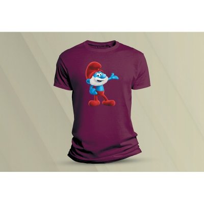 Sandratex dětské bavlněné tričko Taťka Šmoula vínová – Sleviste.cz