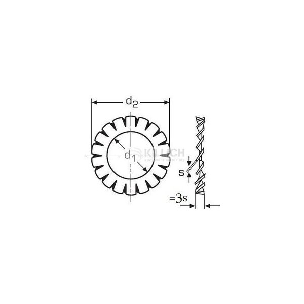 Podložka ozubená podložka M6 pr. 6.4x11x0.7 A2 NEREZ vějířová vnější ozubení DIN 6798A