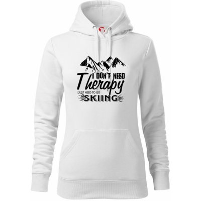 I dont need therapy Skiing mikina dámská Cape s kapucí Bílá – Zboží Mobilmania