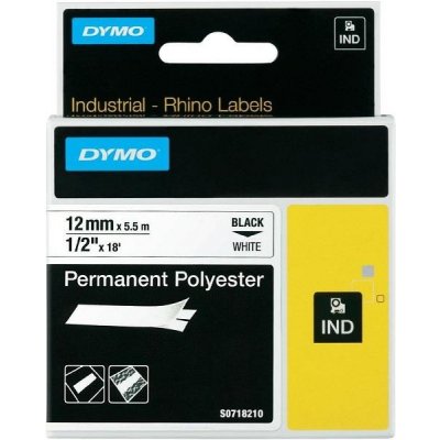 DYMO permanentní polyesterová páska RHINO D1 12 mm x 5,5 m, černá na bílé, S0718210 – Zboží Mobilmania