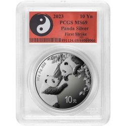 China mint Stříbrná mince Panda MS-69 PCGS FS Yin-Yang 10 juanů Čína 30 g