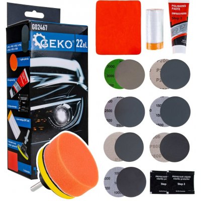 Sada na renovaci světlometů na vrtačku, 22ks, Geko G02467 – Zboží Dáma