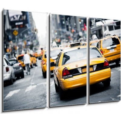 Obraz 3D třídílný - 105 x 70 cm - New York taxi Taxi v New Yorku – Zboží Mobilmania
