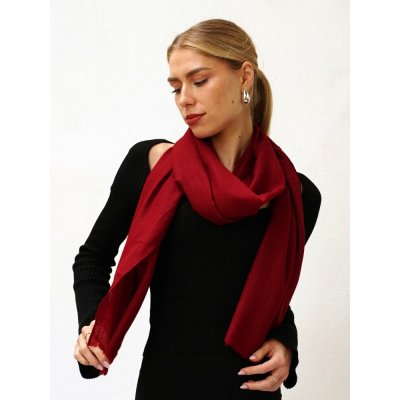 Kašmírská vlněná pašmína Self tmavě červená – Zboží Dáma