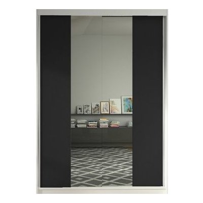 Kapol Lino 120 cm se zrcadlem a posuvnými dveřmi Stěny černá / bílá
