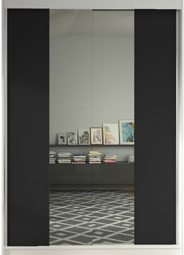 Kapol Lino 120 cm se zrcadlem a posuvnými dveřmi Stěny černá / bílá