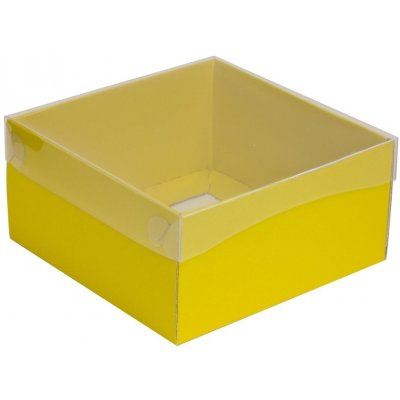 Dárková krabička s průhledným víkem 200x200x100/35 mm, žlutá – Zboží Mobilmania
