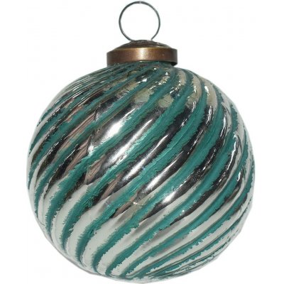 Clayre & Eef Zeleno-stříbrná skleněná ozdoba koule Ø 10*10 cm – Hledejceny.cz