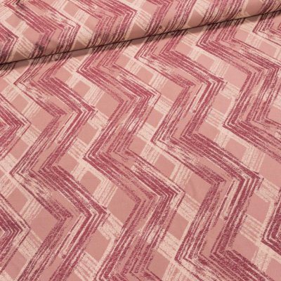 Dekorační závěs, 148, vínovo-béžový zig zag vzor, šířka 140cm (látka v metráži) – Zboží Mobilmania
