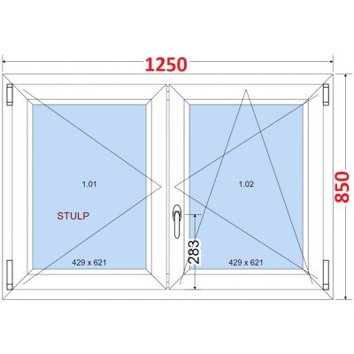 SMART Dvoukřídlé plastové okno 125x85, bez středového sloupku – Zbozi.Blesk.cz