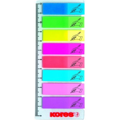 Samolepící neonové záložky Index Strips "Podepiš zde" na pravítku 45x12 mm / 8 barev / 25 – Zboží Dáma
