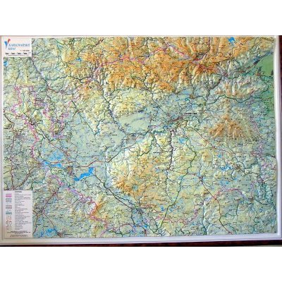 Kartografie HP Karlovarský kraj - nástěnná plastická mapa Varianta: bez rámu, Provedení: plastická mapa