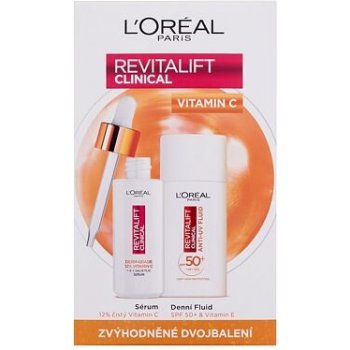 L'Oréal Paris Revitalift Clinical Pure 12% Vitamin C : pleťové sérum Revitalift Clinical Vitamin C Serum 30 ml + denní pleťový krém Revitalift Clinical Vitamin C Anti-UV Fluid SPF50 50 ml