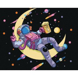 Diamondi Diamantové malování ASTRONAUT A PIVO 40 x 50 cm bez rámu a bez vypnutí plátna