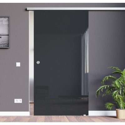 Amod Black černé skleněné posuvné dveře 90 x 205 cm s mušlí – Zboží Mobilmania
