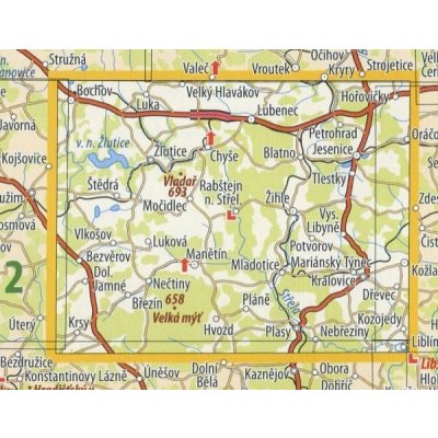 KČT 30 Povodí Střely - nástěnná turistická mapa 90 x 60 cm Varianta: mapa v dřevěném rámu, Provedení: Ticiago černý – Zboží Mobilmania