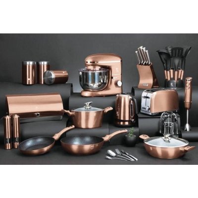 Berlingerhaus Pekáč kulatý s mramorovým povrchem a poklicí 28 cm Rosegold Metallic Line BH-1519 – Zboží Dáma