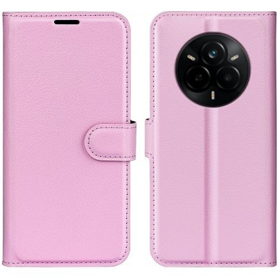 Litchi knížkové pouzdro na Realme 14 Pro 5G - růžové – Zboží Živě