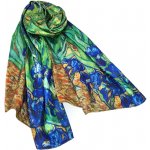 Classic Scarf květinová šála 2v1 s modrými kosatci van Gogh a Monet – Sleviste.cz