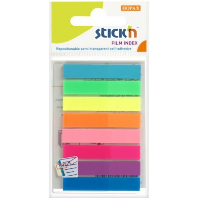 Stick'n 21401 Samolepicí záložky 45x8 mm, fólie, 160 lístků, mix barev – Hledejceny.cz