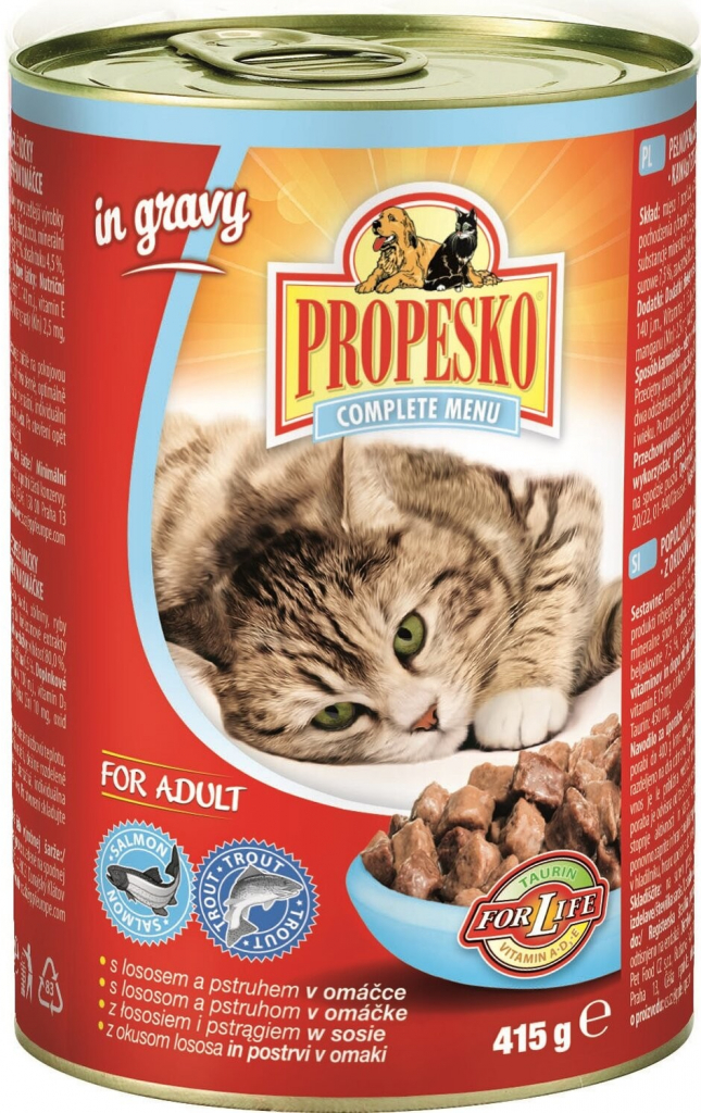 Propesko Cat losos a pstruh v omáčce kousky 415 g