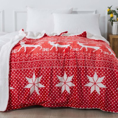 Xpose Deka mikroplyš s beránkem VÁNOCE červená 140x200 – Zboží Mobilmania