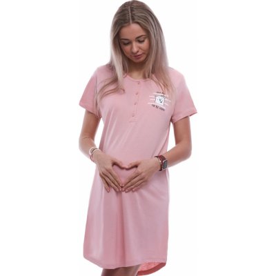 Kojící a těhotenská noční košilka s bílým medvědem 1C3898 růžová – Zboží Dáma