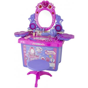 Dětský kosmetický stolek G21 se zrcadlem a zvuky v kufru