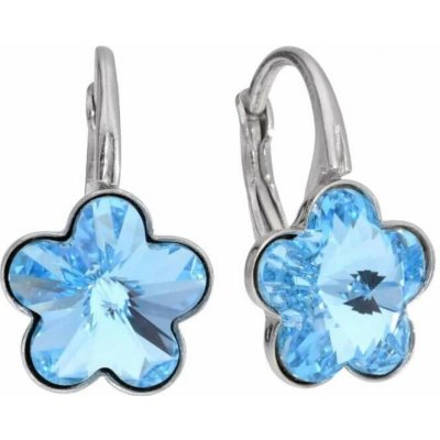 Swarovski Elements Flower dětské stříbrné visací modré kytičky květinky 31080.3 Aquamarine modrá světlá azurová nebeská – Zboží Dáma