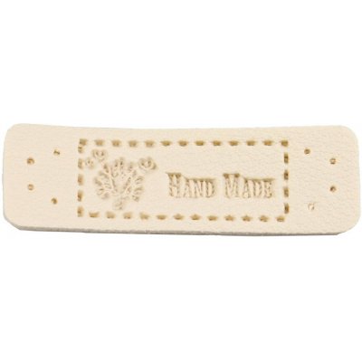 Pro Háčkování Hand Made koženková cedulka krémová se stromem – Zboží Dáma